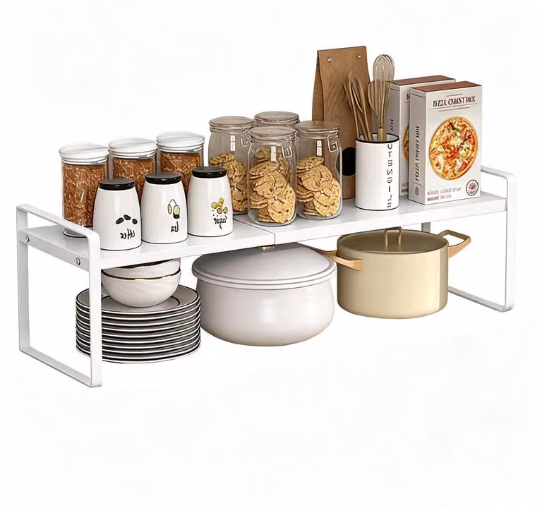 Ripiano estendibile per cucina, organizer per piani di lavoro da 36-60 cm, colore bianco, dimensioni 21x23 cm, realizzato Acciaio al carbonio