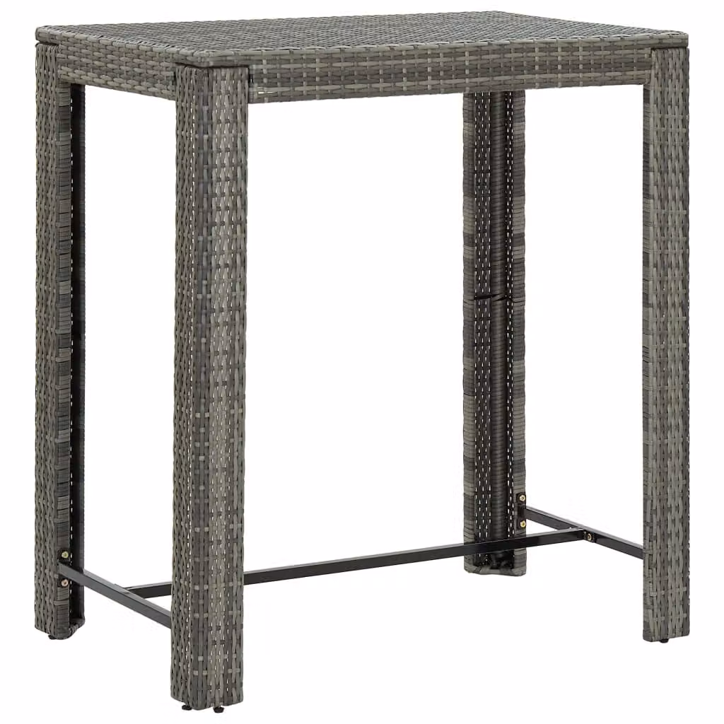 vidaXL Tavolo bar da giardino grigio 100x60,5x110,5 cm in poly rattan