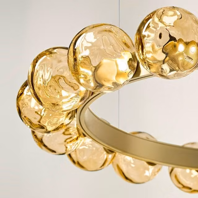 Lampada a sospensione Panzeri Muranè R in vetro e metallo disponibile in bronzo, nero o oro/ottone