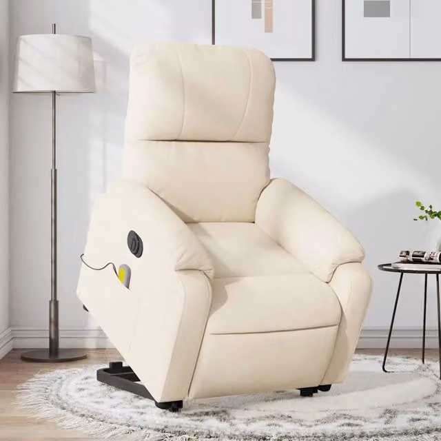 Poltrona a Rialzo Reclinabile con Assistenza Elettrica vidaXL in Microfibra Beige per Anziani