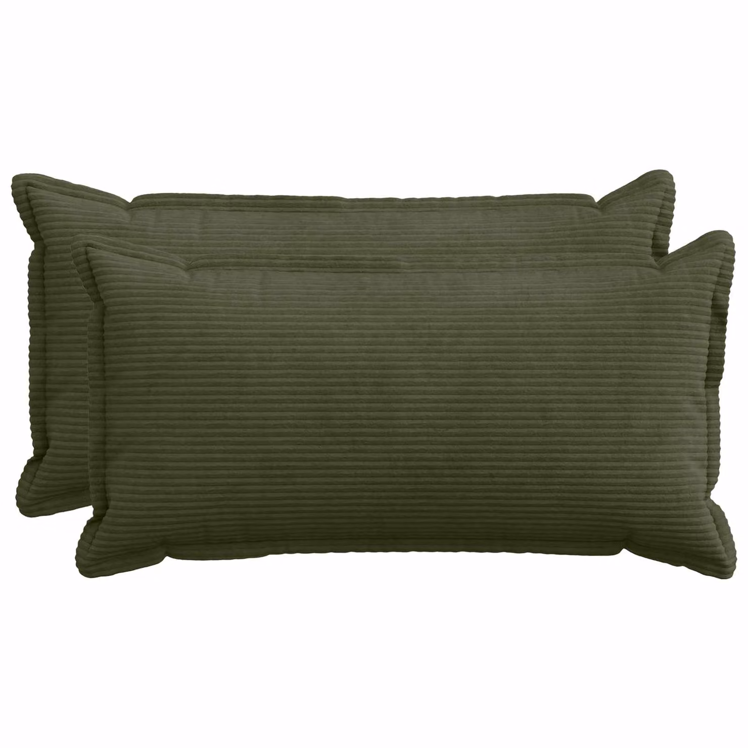 Set di 2 federe vidaXL HOUTEN in velluto a coste verdi, L 40 cm x P 80 cm