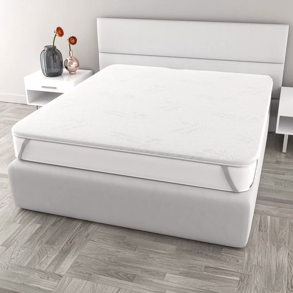 Topper Memory Giordanoshop con Fodera in Poliestere e Bamboo Bianco, L/P: 160 x 190 cm – 2
