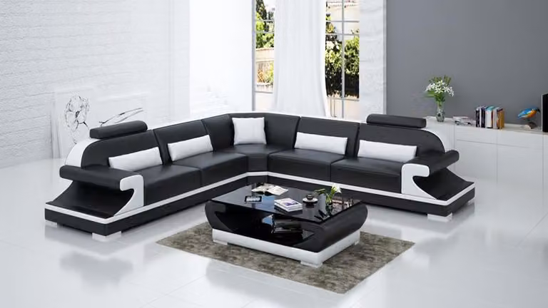 Ledersofa Couch Wohnlandschaft Ecksofa Eck Garnitur Design Modern Sofa G8021B
