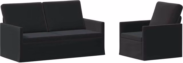 Set di 2 divani moderni vidaXL in velluto nero con struttura in metallo per il tuo soggiorno