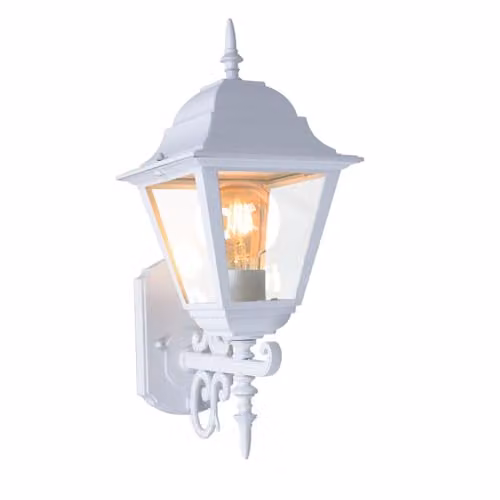 Lampada LED da Muro a Lanterna con Portalampada E27 (Max 60W) Rivolta Verso in Alto Colore Bianco Opaco IP44
