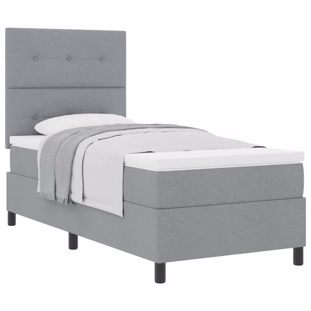 Letto a molle con testiera vidaXL in tessuto grigio L/P: 90 x 190 cm – 2