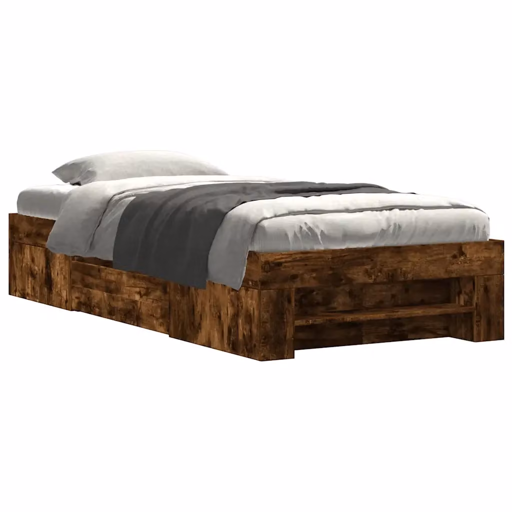 Giroletto vidaXL in legno Rovere Fumo con doghe fisse, L/P/H: 190 x 90 x 33 cm – 2