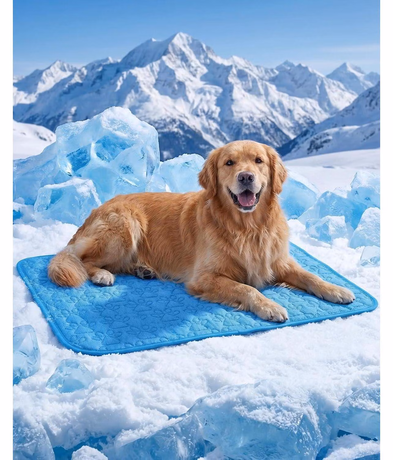 Tappetino refrigerante per cani e gatti, 100 x 70 cm, auto-raffreddante, colore blu