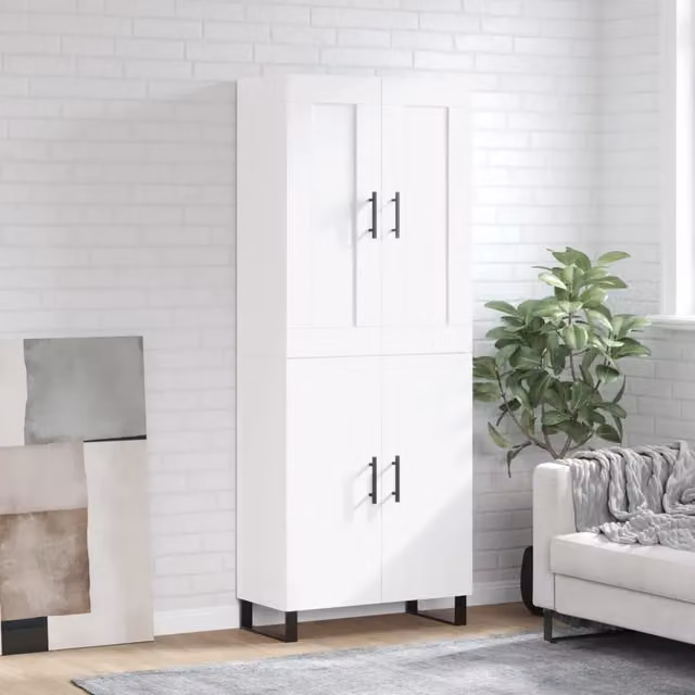 Credenza moderna bianca vidaXL in legno e metallo L: 69,5 cm, P: 34 cm, H: 180 cm