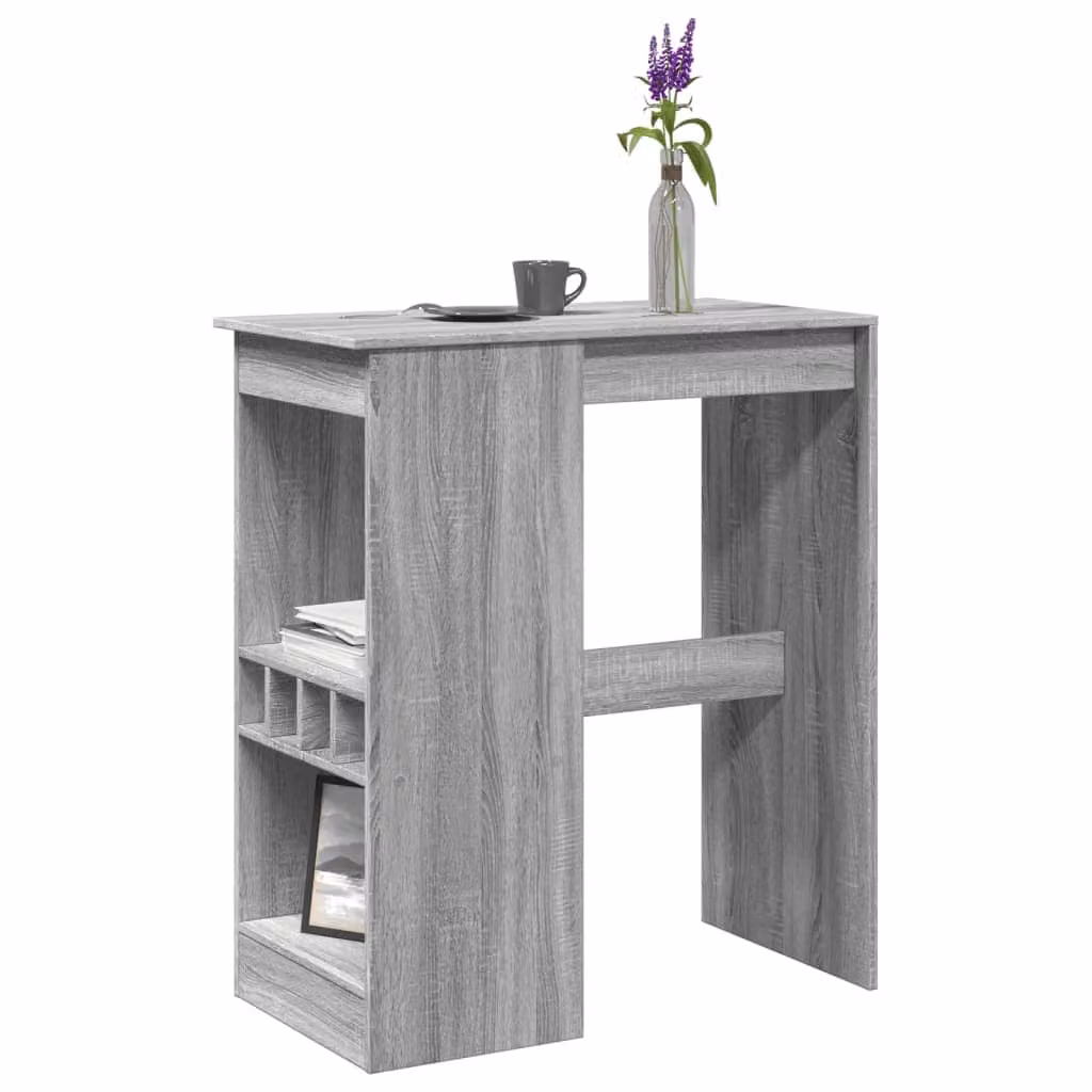 vidaXL Tavolo Bar con Rastrelliera Grigio L: 102 cm, P: 50 cm, H: 103,5 cm