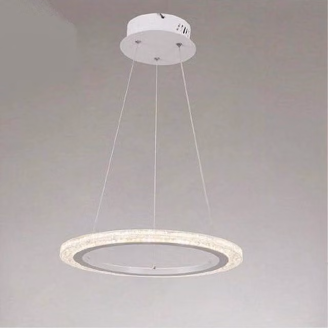 Lampadario a sospensione LED Trade Shop Traesio modello 31920, design moderno ad anello con effetto cristallo, colore bianco, 36 W, regolabile in altezza e dimmerabile