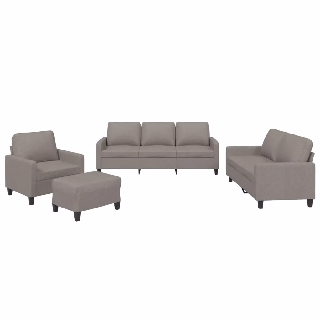 vidaXL Set di Divani Moderno 4 Pezzi in Tessuto Beige e Grigio con Cuscini e Pouf – 2