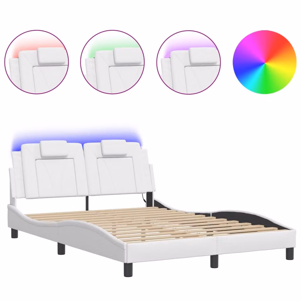 Giroletto Viana con LED senza Materasso Bianco 140x190 cm