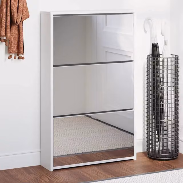 Scarpiera con Specchio Design Mania Bianco Lucido L: 63 cm, P: 17 cm, H: 102,5 cm – 1