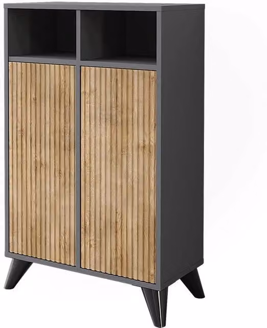 Mobiletto da bagno sospeso Leano Vicco Antracite e Rovere con 2 ante, L: 60 cm, H: 97 cm