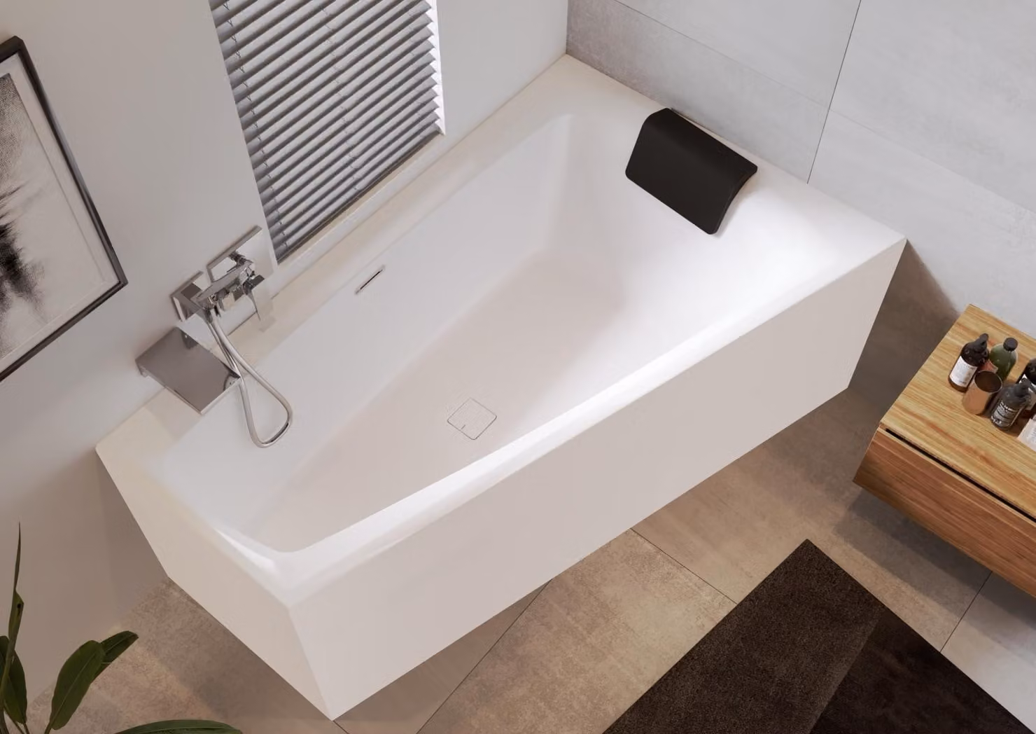 RIHO Still Smart baignoires d'angle, variante Plug&Play, 170x110x62cm, 240 Betteres, 2 places, blanc brillant, B101008005, B101008005