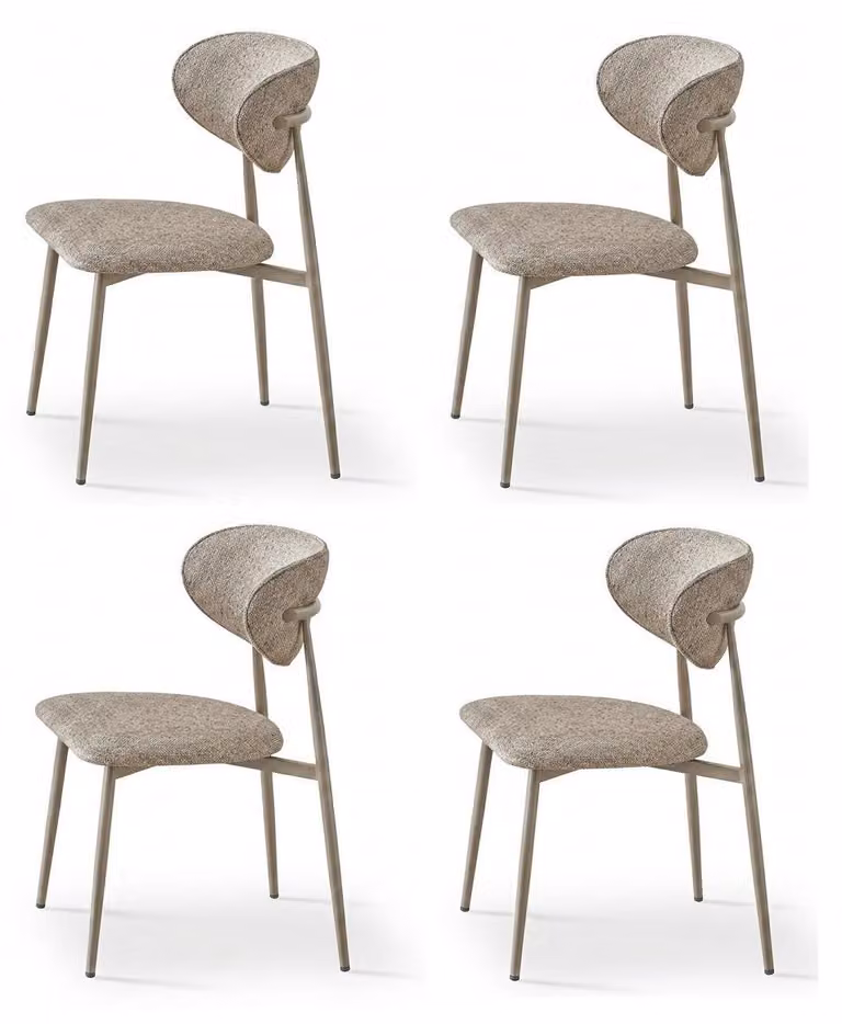 Set di 4 sedie beige: comode, moderne, eleganti, in tessuto morbido, classiche