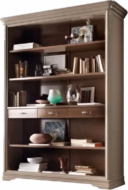 Libreria a giorno Mobili 2G in legno laccato con 3 cassetti, disponibile in bianco, marrone o beige, L: 161 cm, P: 48 cm, H: 215 cm – 5