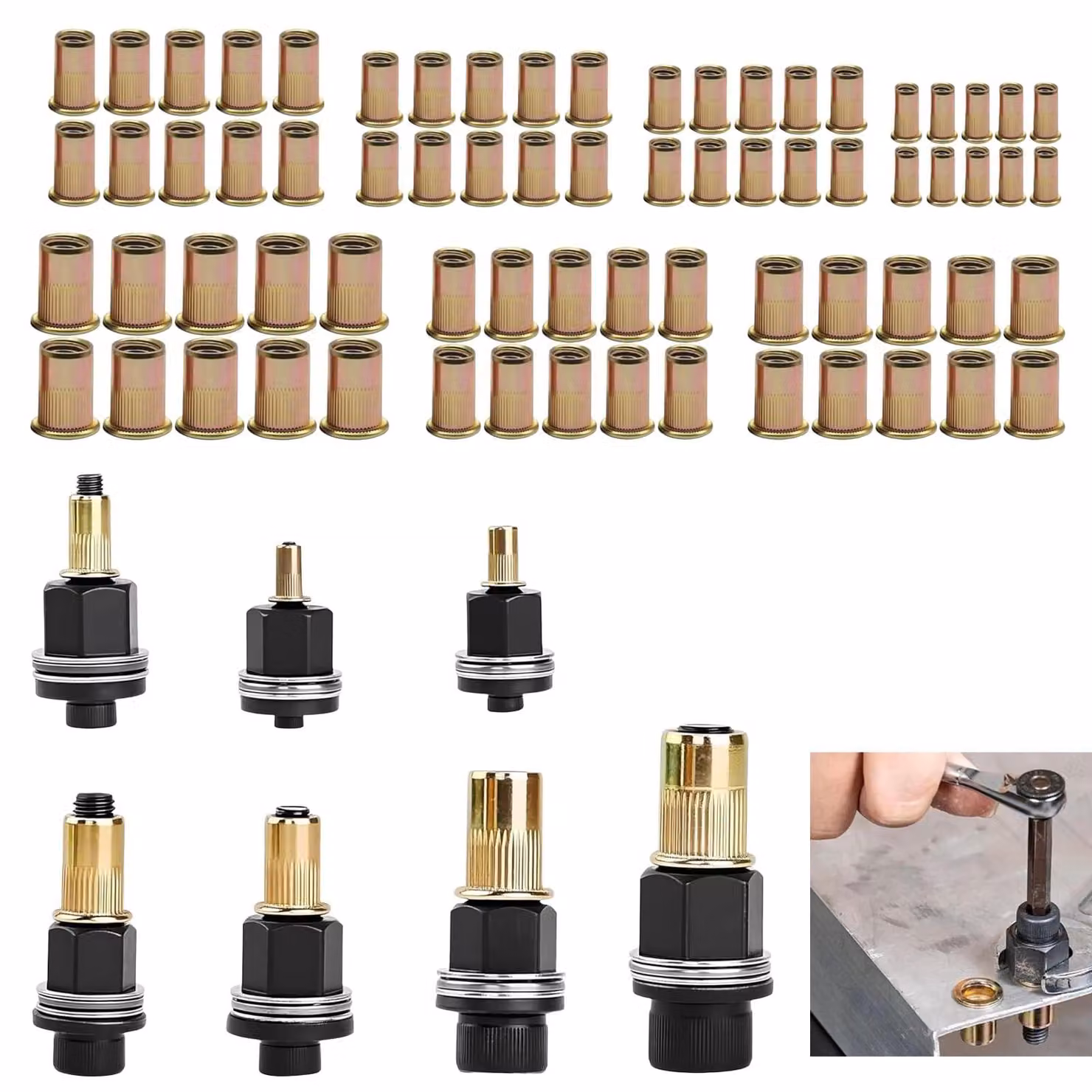 Solidchoice - Set di 7 inserti a rivetto con 70 dadi