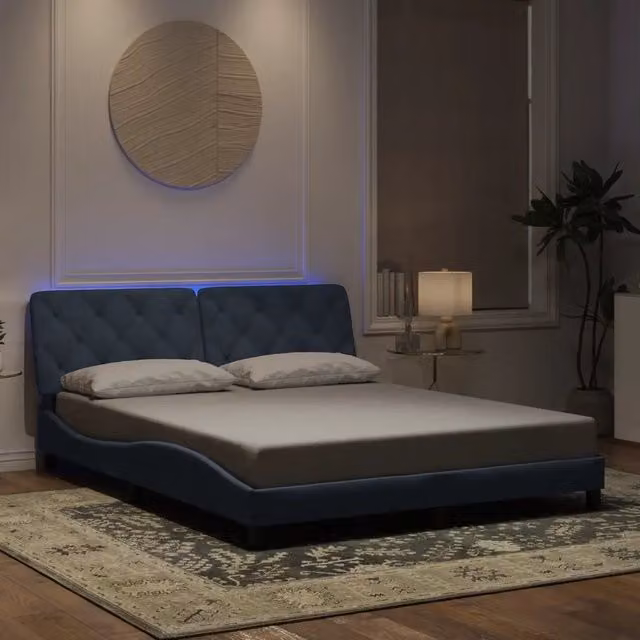 Giroletto con LED senza Materasso-Struttura Letto Grigio Scuro 160x200 cm in Velluto