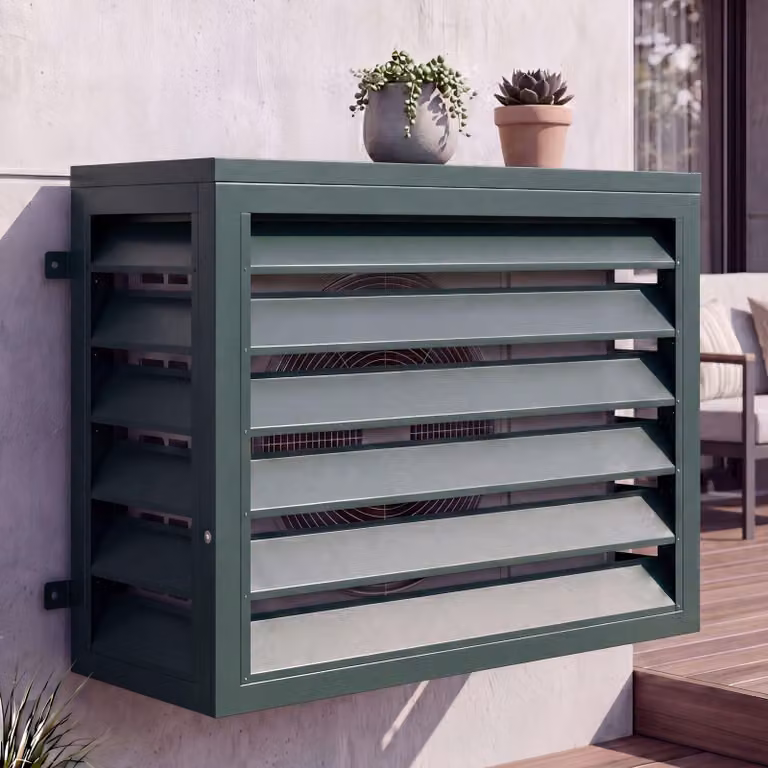 Copertura per impianto di climatizzazione/scambiatore di calore HWC-O43, copertura per griglia di protezione, metallo 73x97x38 cm ~ verde