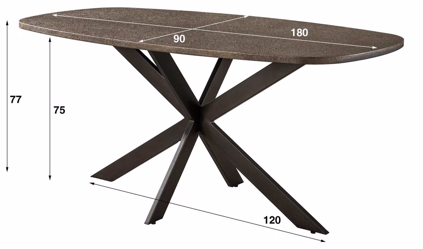 Tavolo da pranzo FURNLUX Bronvik Bronzo e Nero 180 cm / Colore principale: marrone / Dimensioni: 180 x 77 x 95 cm