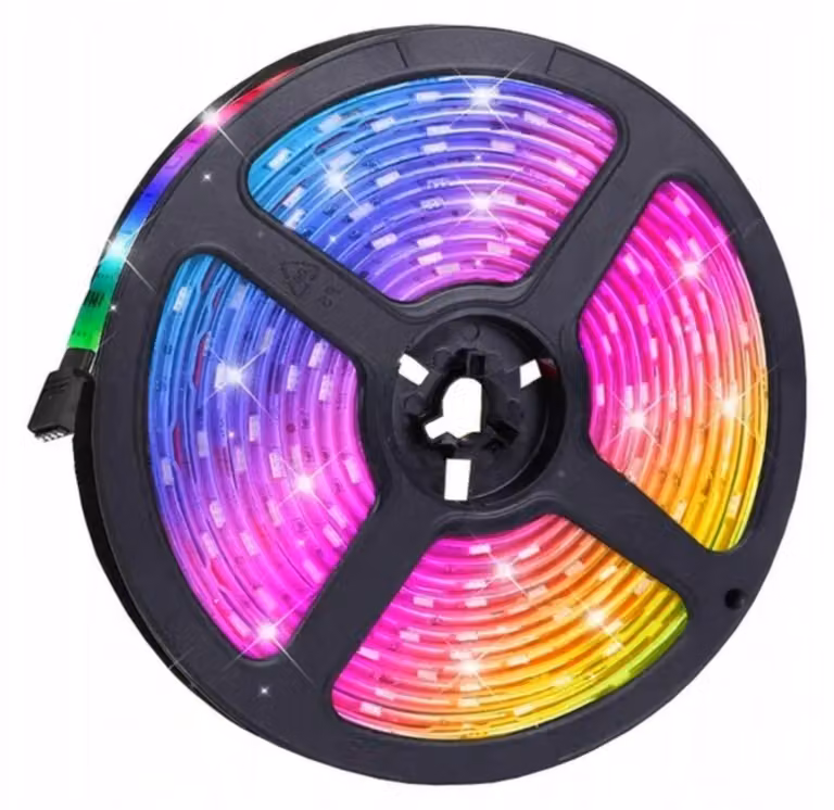 Striscia LED RGB, luce bianca fredda, 14,4W/metro, 12V DC, grado di protezione IP20, lunghezza 5 metri