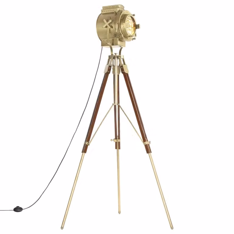 Lampada da Terra a Treppiede Legno Massello di Mango 193 cm