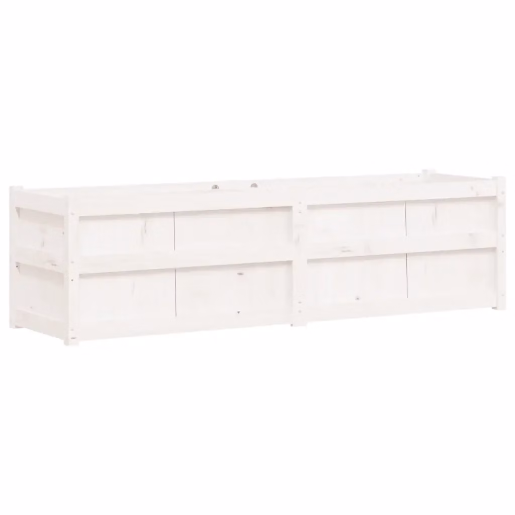 Fioriera da giardino bianca in legno di pino massello vidaXL L/P/H: 180 x 50 x 50 cm – 2