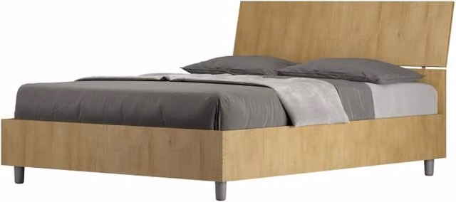 Letto Matrimoniale francese 140x200 cm testata inclinata Demas - Senza rete,Quercia Natura