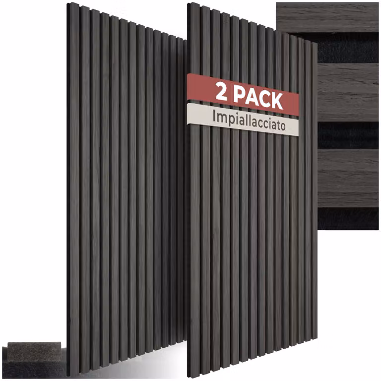 Pannelli acustici Sonic Wall II tectake in feltro con effetto legno, colore nero e marrone, L: 110,0 cm, H: 50,0 cm, P: 18,0 cm