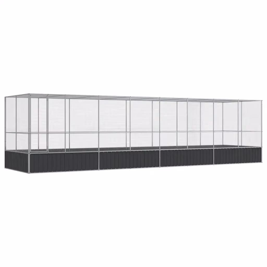 Voliera con estensione VIDAXL in acciaio color argento e antracite L: 832 cm, P: 207 cm, H: 212 cm – 2