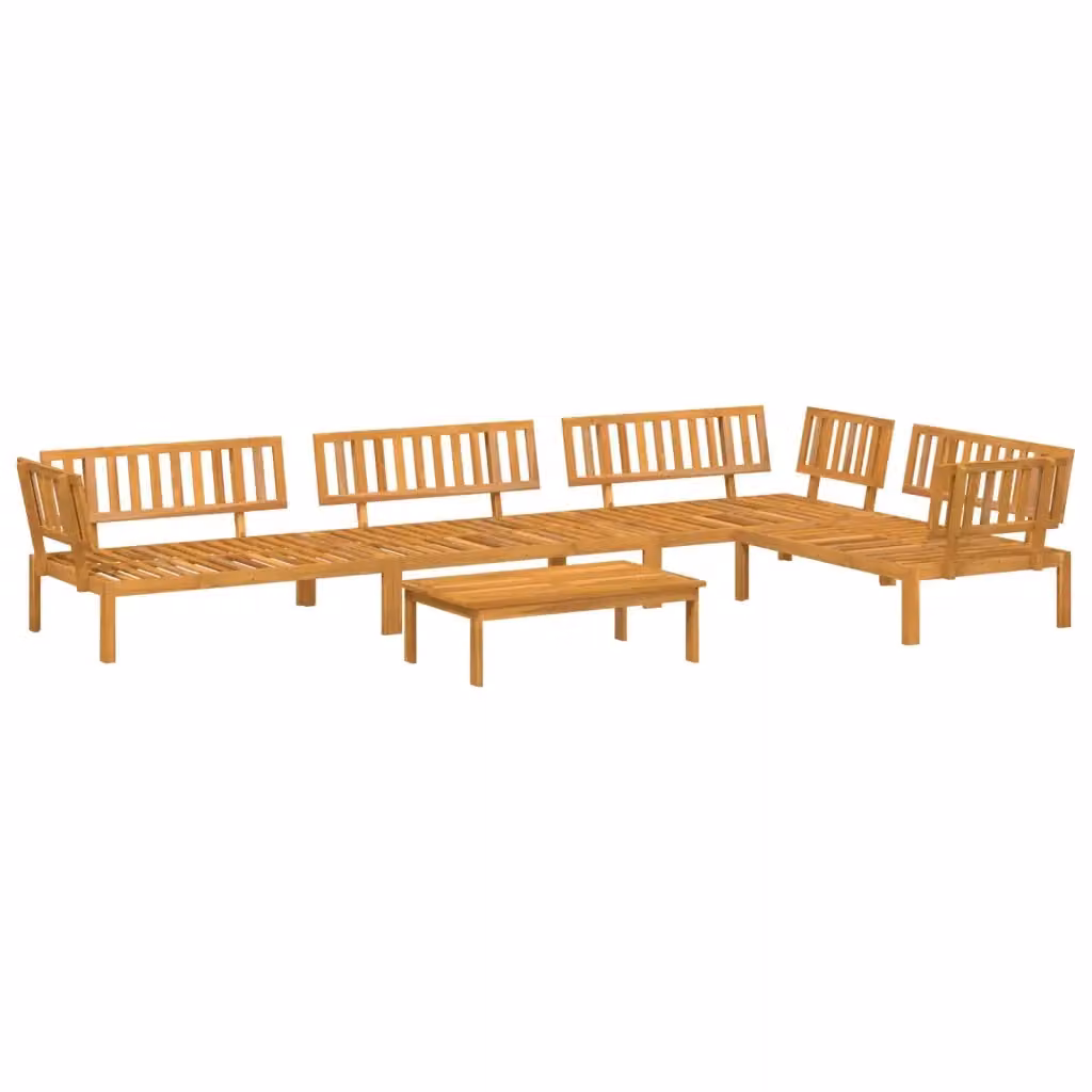 vidaXL Set Divano da Giardino a L in Legno di Acacia Marrone con 5 Pezzi e Cuscini inclusi – 2
