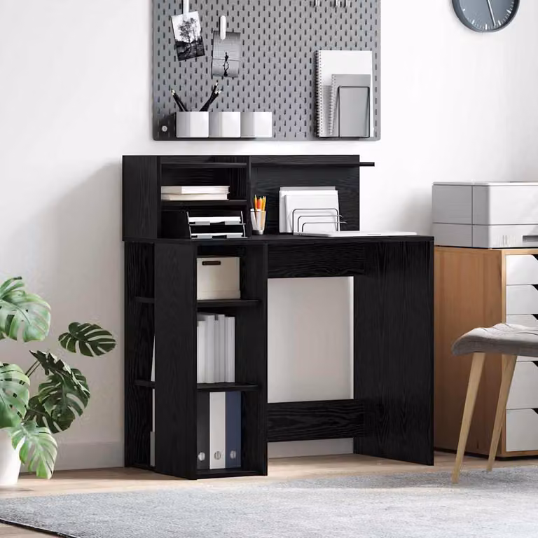Maison Exclusive - Scrivania, finitura effetto legno nero rovere, realizzata in materiale composito