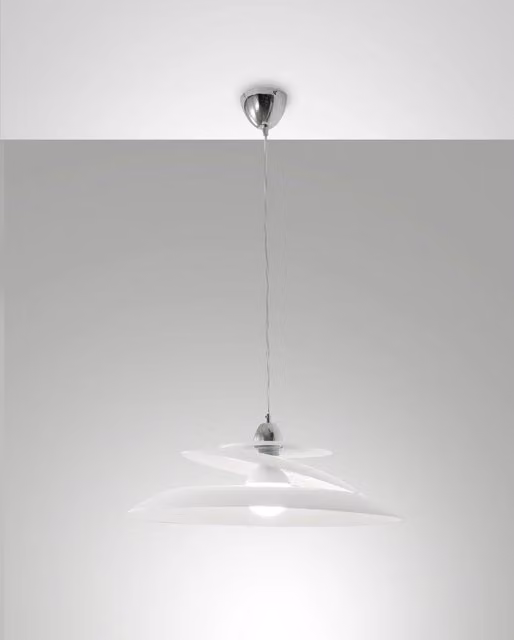 Lampada a Sospensione Aragon in Metallo e Vetro Bianco, Attacco E27 60W, Design Moderno ed Elegante per Interni IP20, Diametro 53 cm