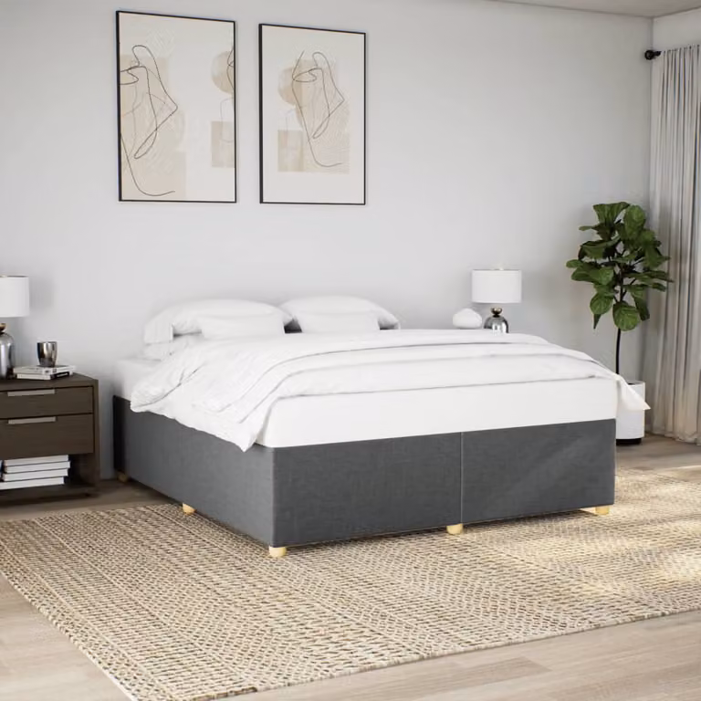 vidaXL Giroletto senza Materasso in Tessuto Grigio con Listelli in Legno L: 180 cm, P: 200 cm