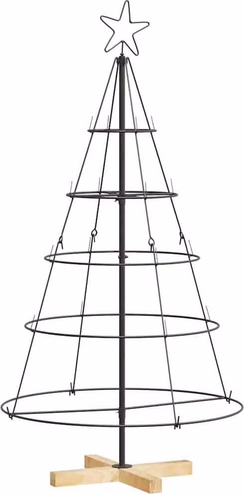 Albero a Cono di Natale con supporto Nero 126 cm Acciaio