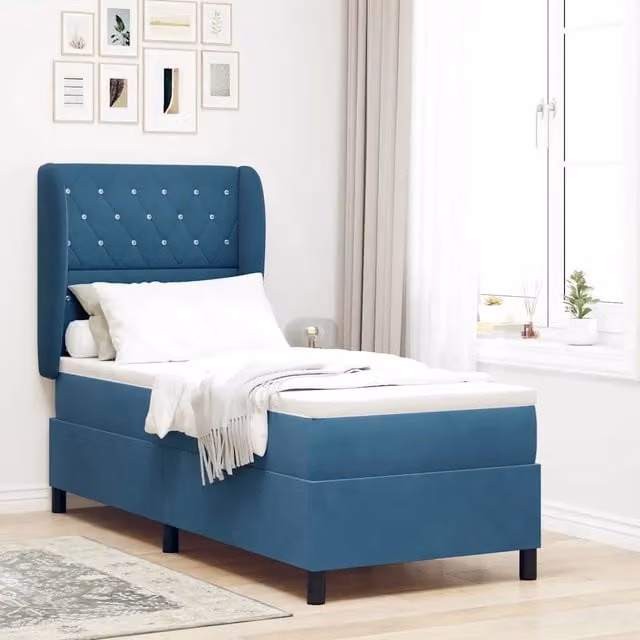 Letto ibrido con testiera in velluto blu vidaXL L: 200 cm, P: 80 cm, H: 140 cm