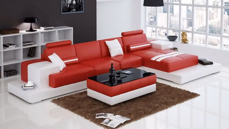 Ledersofa Couch Wohnlandschaft Ecksofa Eck Garnitur Design Modern Sofa L6004C
