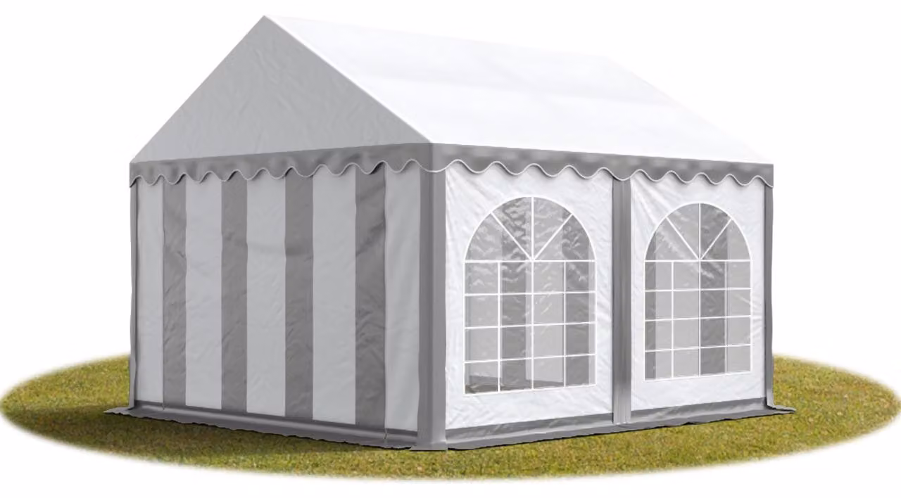 TOOLPORT 3x4 mTendone per feste PREMIUM PVC grigio-bianco 100% impermeabile Tendone da esterno Tenda party