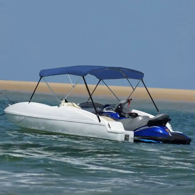 Bimini di Prua con Tendalino a 3 Archi-Tenda da Sole per Bimini di Prua Blu 183x196x137 cm