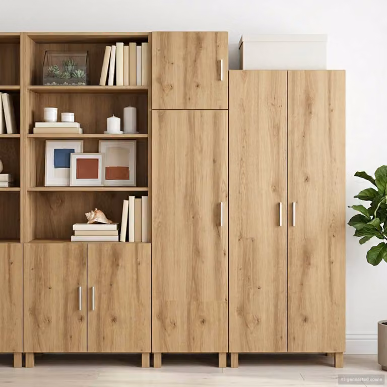 Armadietto a muro vidaXL in rovere marrone con ante a battente, stile minimalista, L 40 cm x P 40 cm x H 42,5 cm