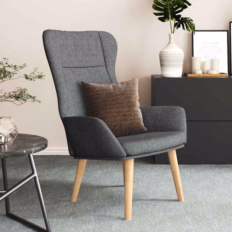 Sedia Relax vidaXL Grigio con Braccioli e Imbottitura in Schiuma