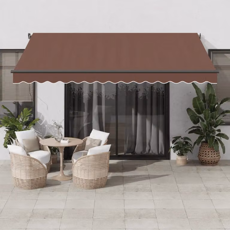 Tenda da Sole Retrattile Automatica con LED vidaXL, Colore Marrone, L 400 cm x P 350 cm