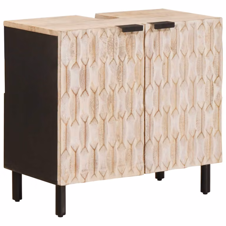 Armadio per lavabo da bagno vidaXL con ante a battente, bianco, L: 62 cm, P: 33 cm, H: 58 cm