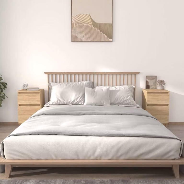 Set di 2 comodini moderni vidaXL in legno Rovere Sonoma, colore beige e marrone, L 40 cm x P 35 cm x H 70 cm