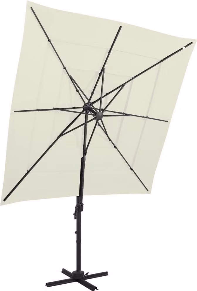 The Living Store Ombrellone con palo in alluminio a 4 strati color sabbia 250x250 cm
