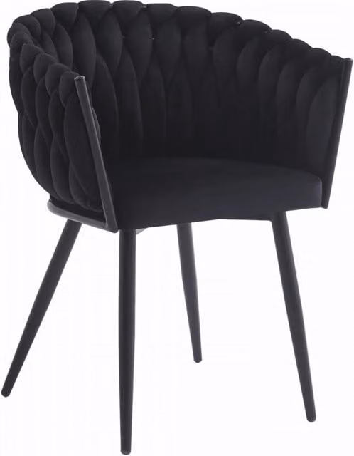 Sedia trapuntata in velluto nero Valora MAYAN in stile moderno L: 55 cm, P: 48 cm, H: 79 cm