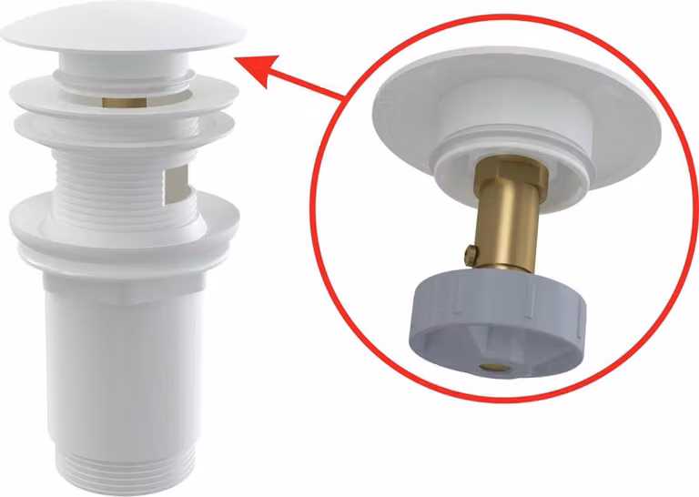 alcadrain Ablaufventil für die Waschbecken CLICK/CLACK 5/4" Ganzmetal mit Überlauf, großer Stopfen Weiß