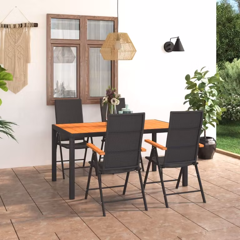 The Living Store Set da pranzo da giardino 5 pezzi nero e marrone